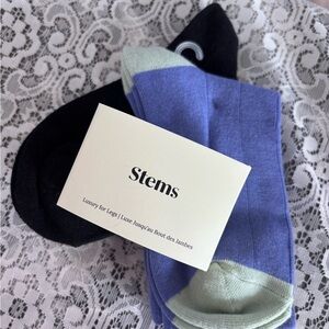 Stem Women's Blue and Black Cotton Socks